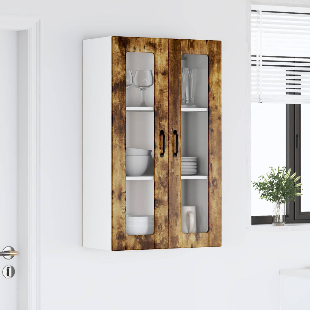 vidaXL Szafka szklana na ścianę LUCCA Dąb wędzony 60 x 31 x 100 cm