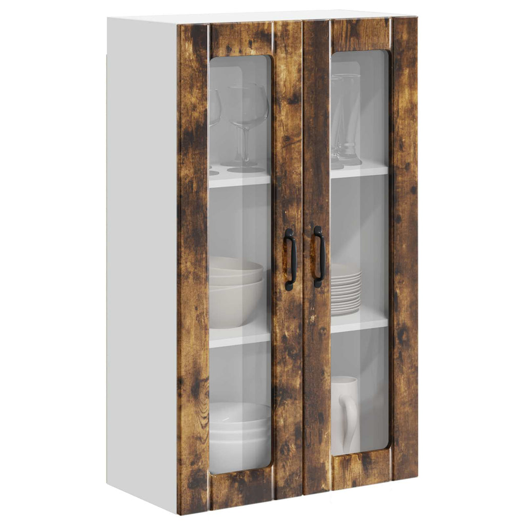 vidaXL Szafka szklana na ścianę LUCCA Dąb wędzony 60 x 31 x 100 cm