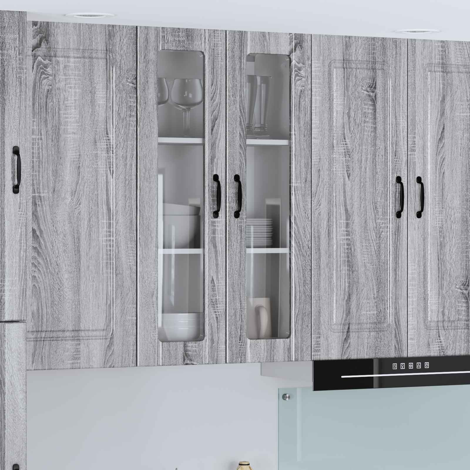 vidaXL Szafka szklana na ścianę LUCCA Szary Sonoma 60 x 31 x 100 cm