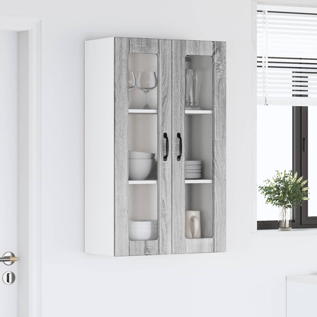 vidaXL Szafka szklana na ścianę LUCCA Szary Sonoma 60 x 31 x 100 cm