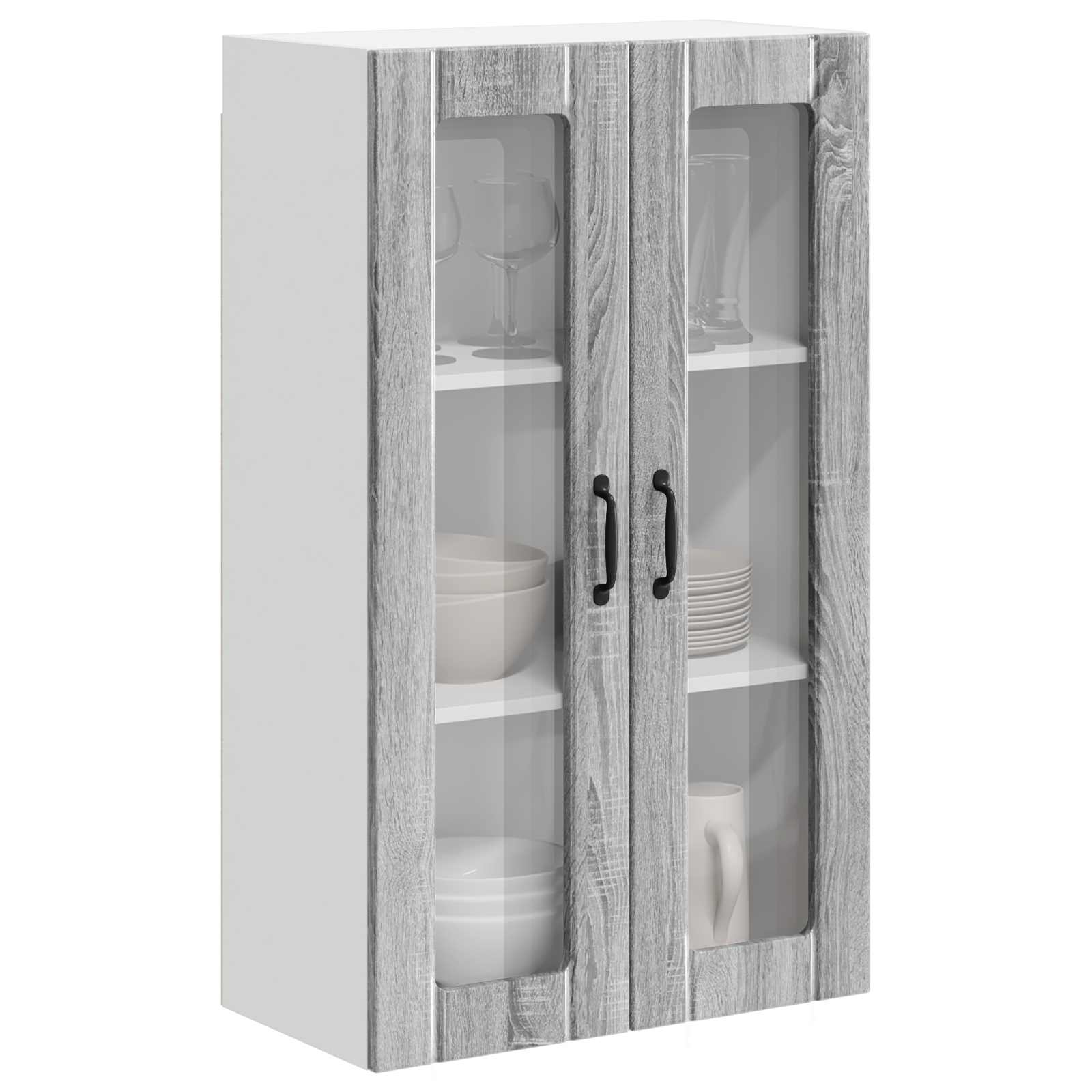 vidaXL Szafka szklana na ścianę LUCCA Szary Sonoma 60 x 31 x 100 cm