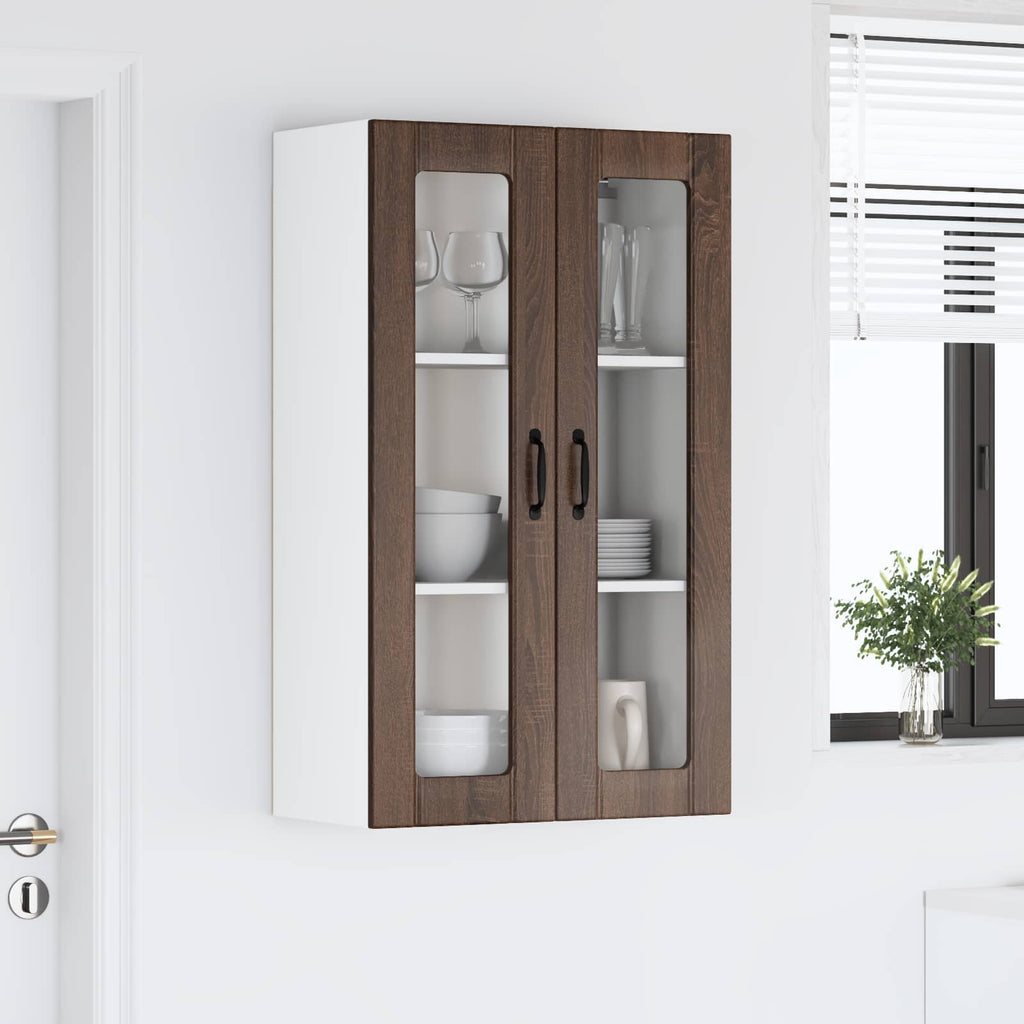 vidaXL Szafka szklana na ścianę LUCCA Brązowy dąb 60 x 31 x 100 cm