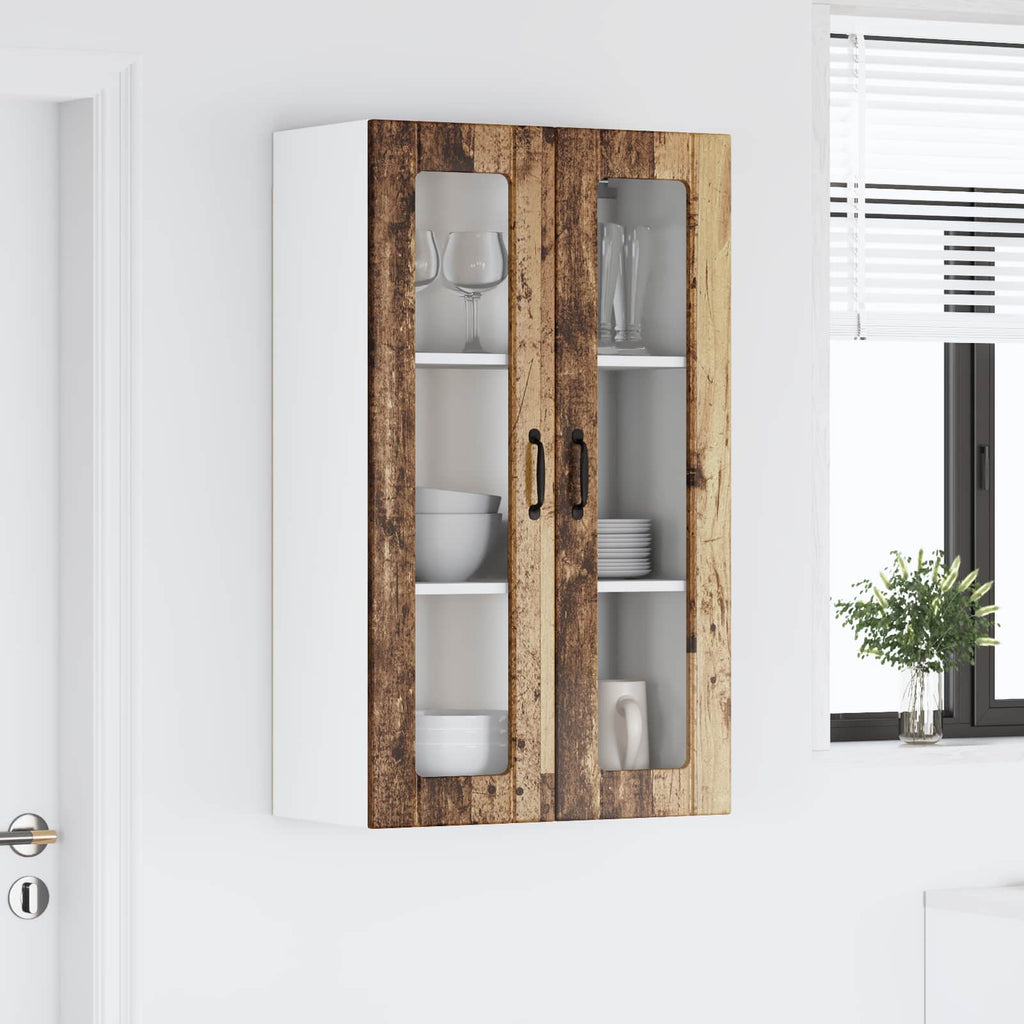 vidaXL Szafka szklana na ścianę LUCCA Stare drewno 60 x 31 x 100 cm