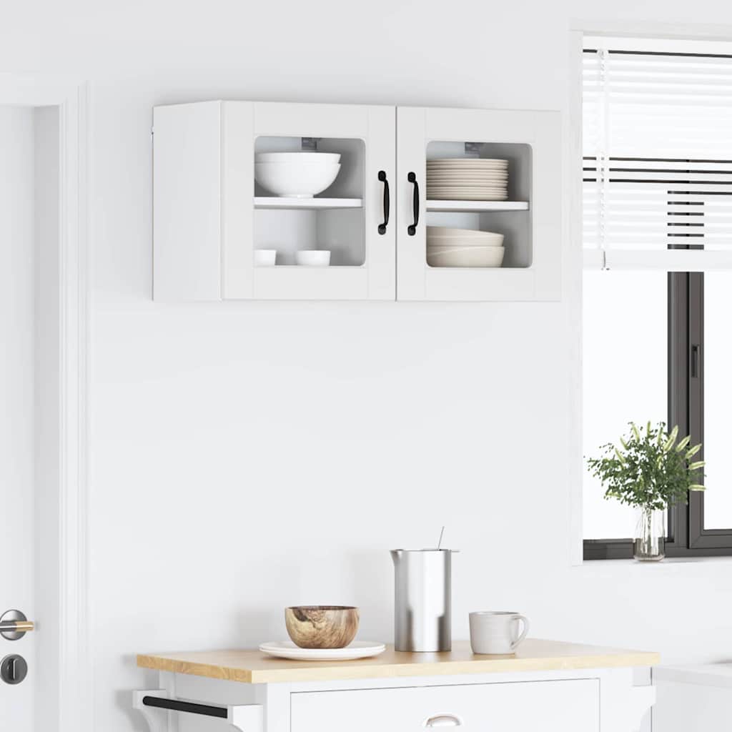 vidaXL Szafka szklana na ścianę PORTO 2 pcs Biały 40 x 31 x 40 cm