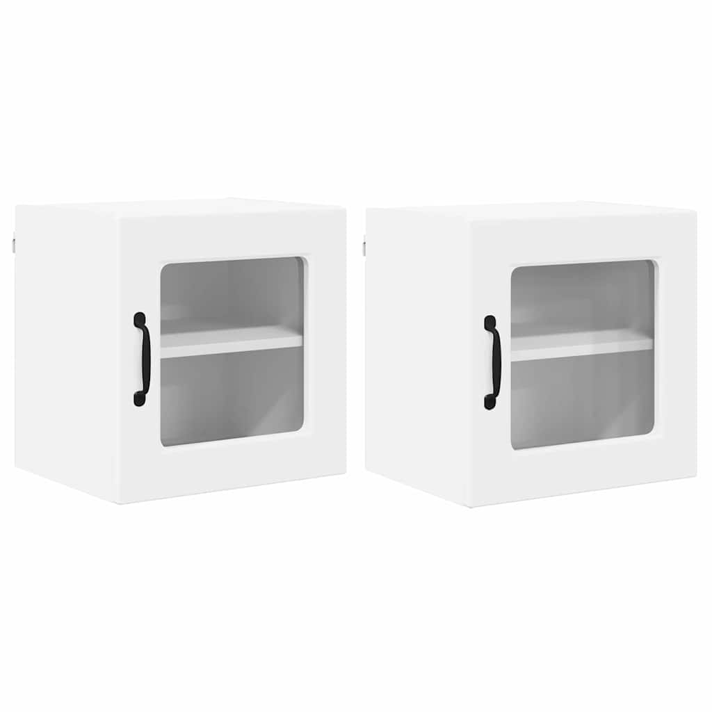 vidaXL Szafka szklana na ścianę PORTO 2 pcs Biały 40 x 31 x 40 cm