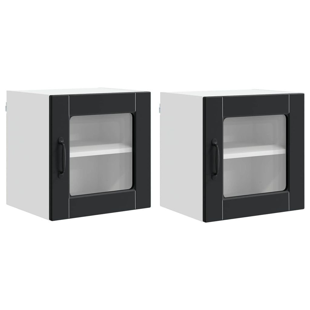 vidaXL Szafka szklana na ścianę PORTO 2 pcs Czarny 40 x 31 x 40 cm