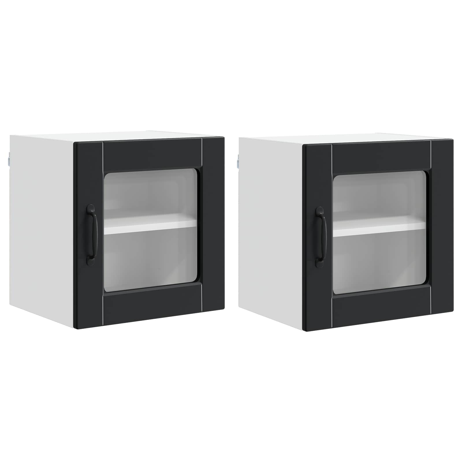 vidaXL Szafka szklana na ścianę PORTO 2 pcs Czarny 40 x 31 x 40 cm