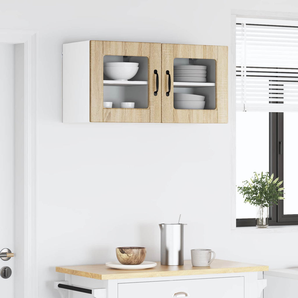 vidaXL Szafka szklana na ścianę PORTO 2 pcs Dąb Sonoma 40 x 31 x 40 cm