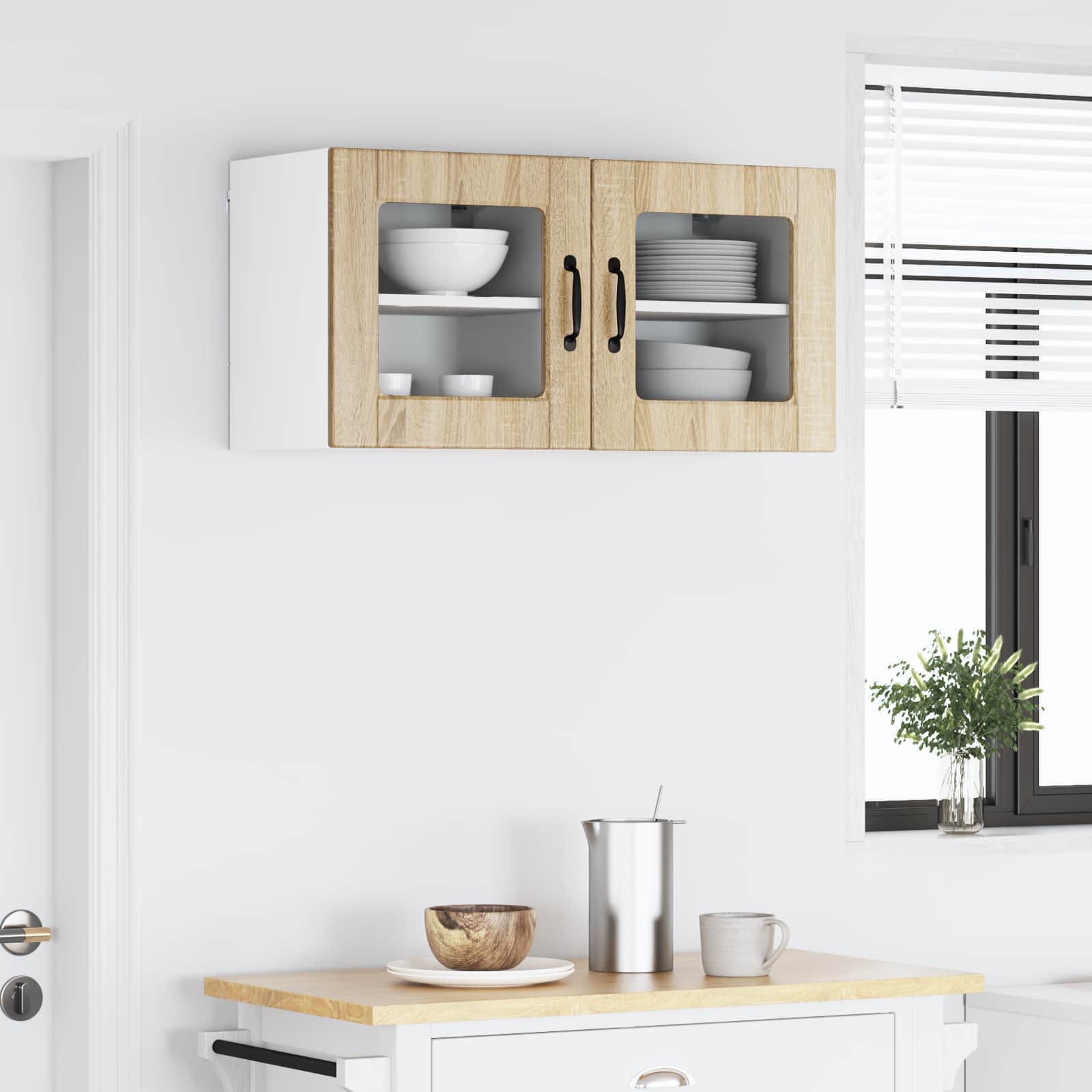 vidaXL Szafka szklana na ścianę PORTO 2 pcs Dąb Sonoma 40 x 31 x 40 cm