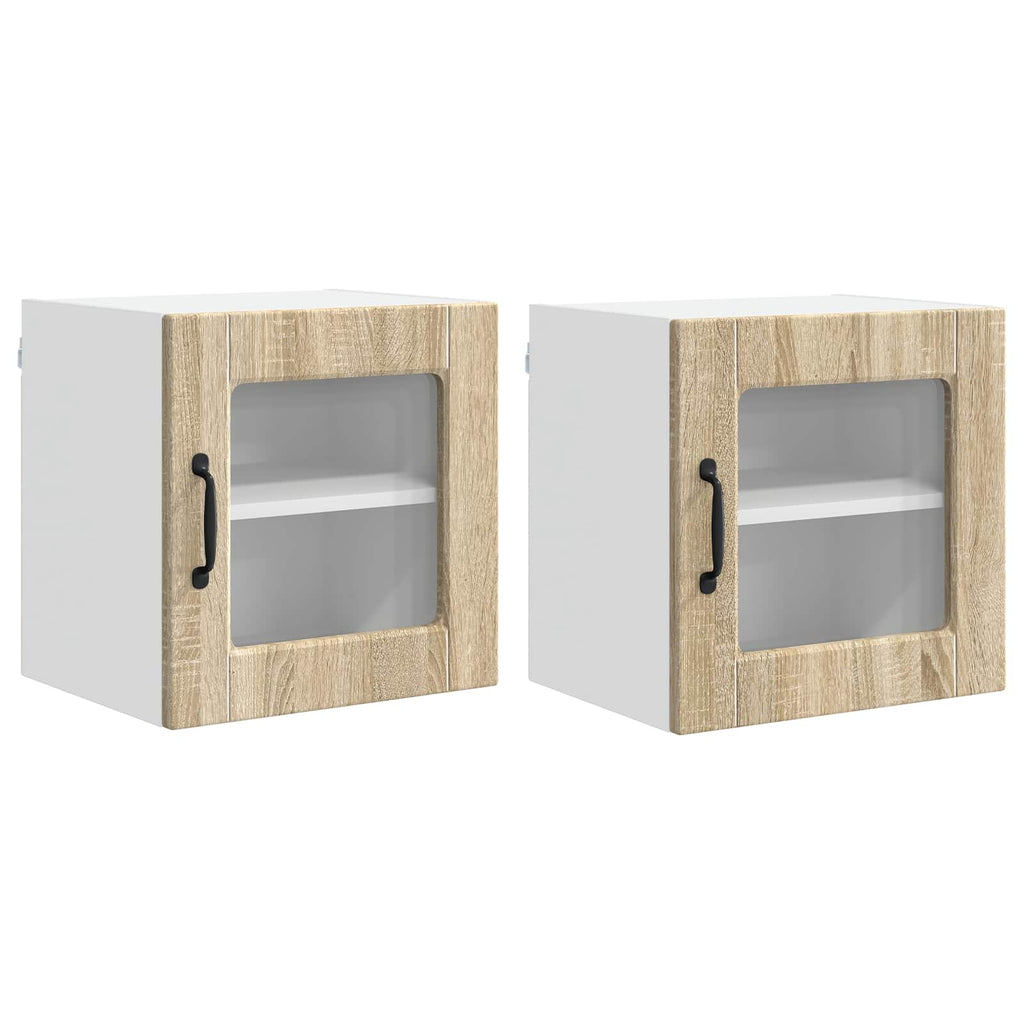 vidaXL Szafka szklana na ścianę PORTO 2 pcs Dąb Sonoma 40 x 31 x 40 cm