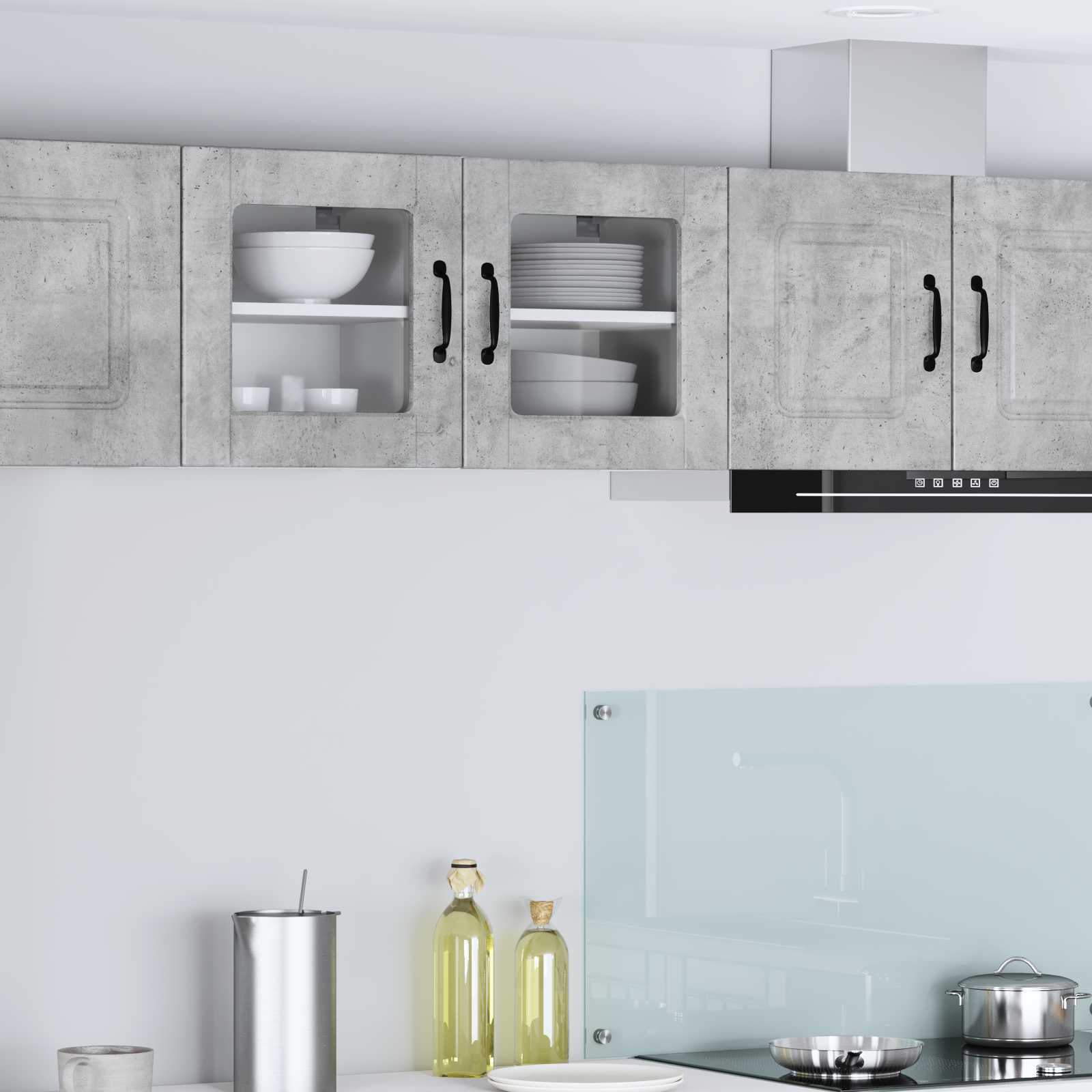 vidaXL Szafka szklana na ścianę PORTO 2 pcs Betonowy szary