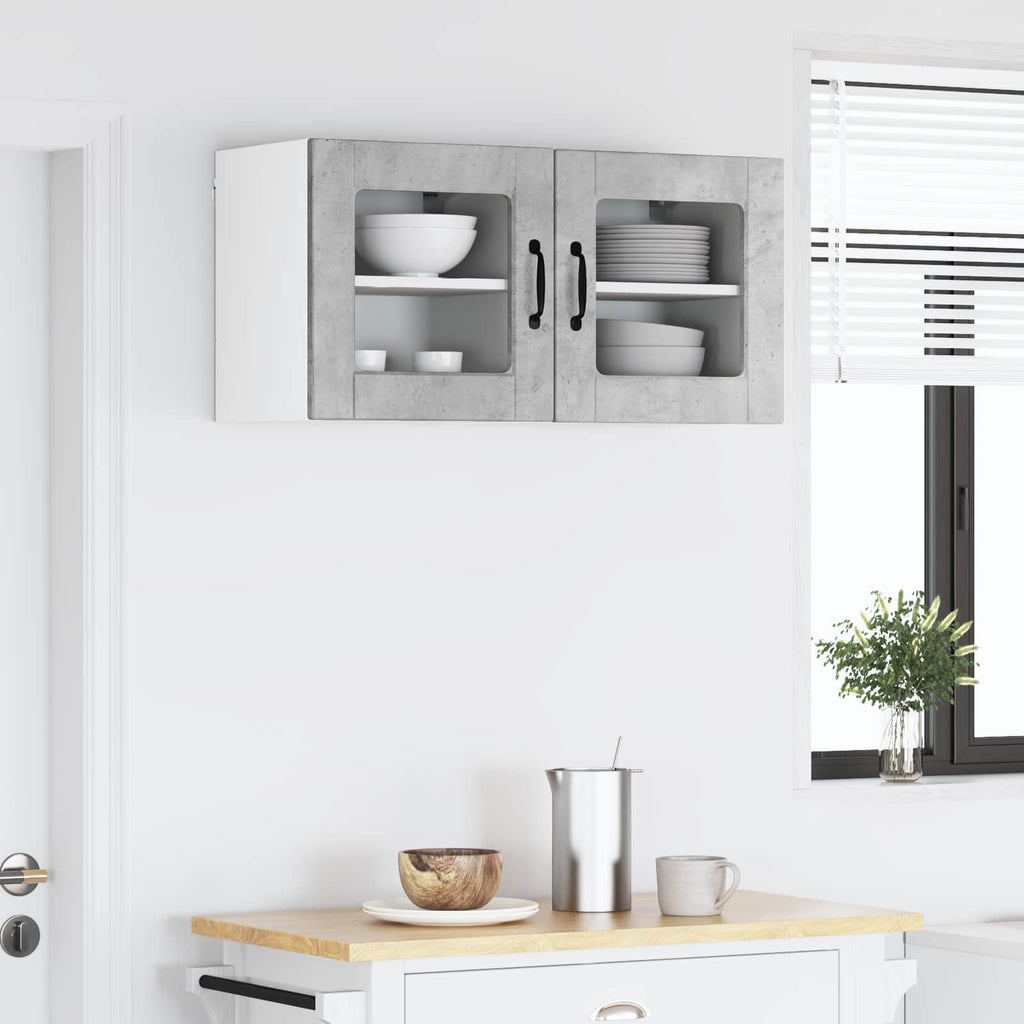 vidaXL Szafka szklana na ścianę PORTO 2 pcs Betonowy szary