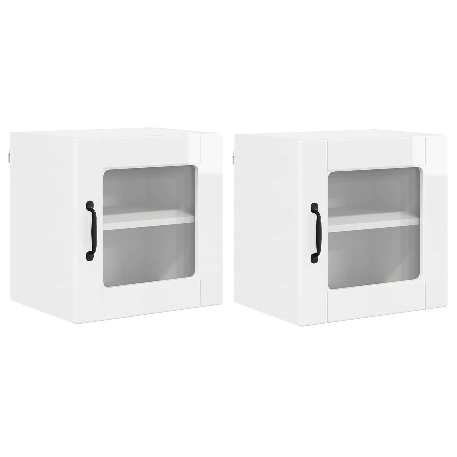 vidaXL Szafka szklana na ścianę PORTO 2 pcs Wysoki połysk biały