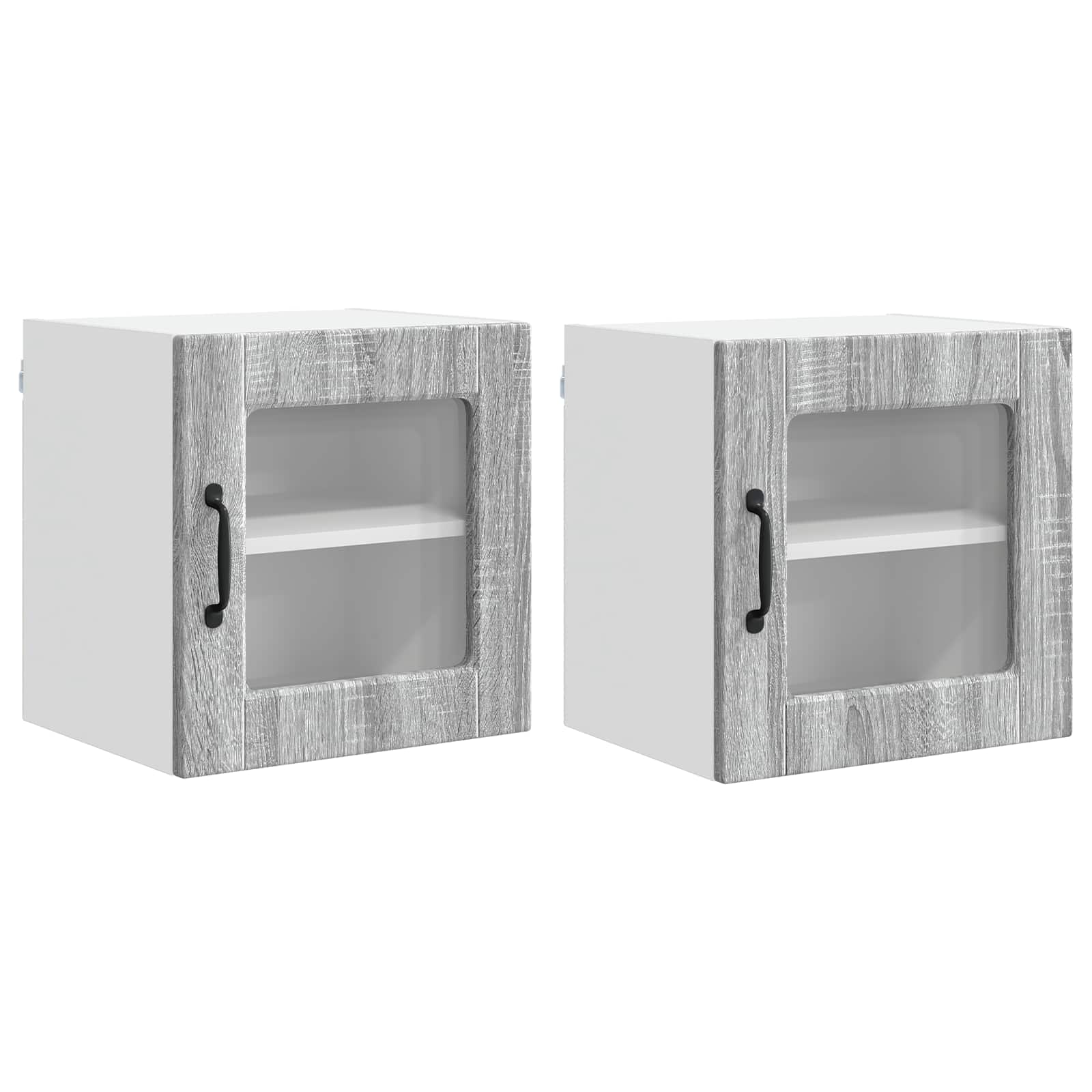 vidaXL Szafka szklana na ścianę PORTO 2 pcs Szary Sonoma