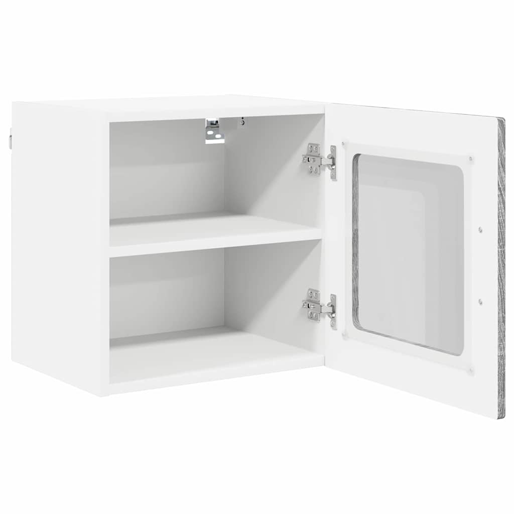 vidaXL Szafka szklana na ścianę PORTO 2 pcs Szary Sonoma