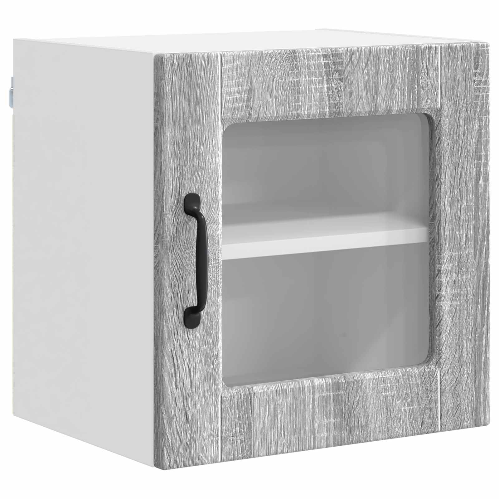 vidaXL Szafka szklana na ścianę PORTO 2 pcs Szary Sonoma