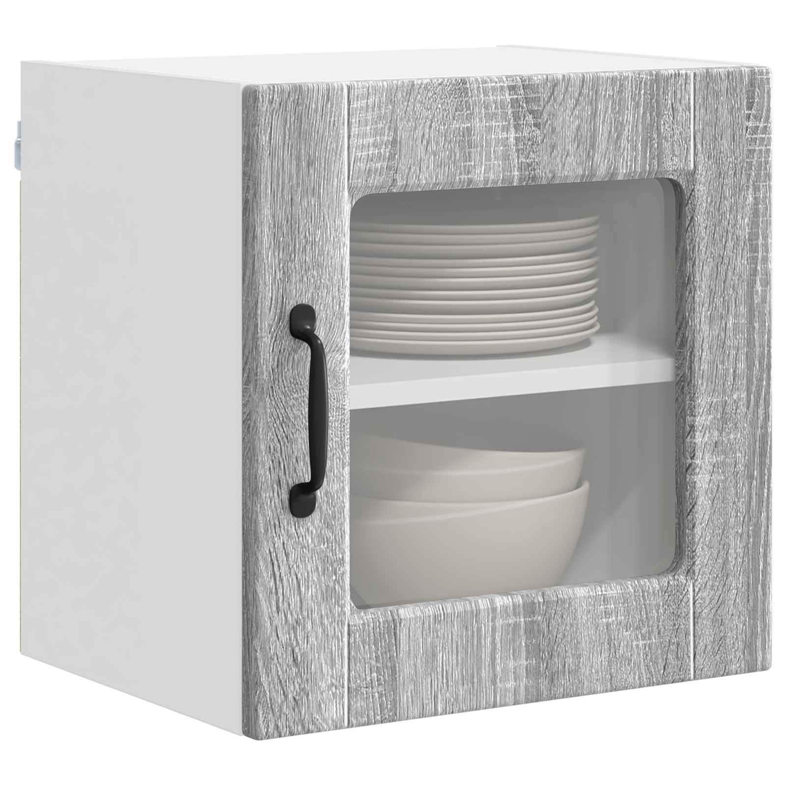 vidaXL Szafka szklana na ścianę PORTO 2 pcs Szary Sonoma