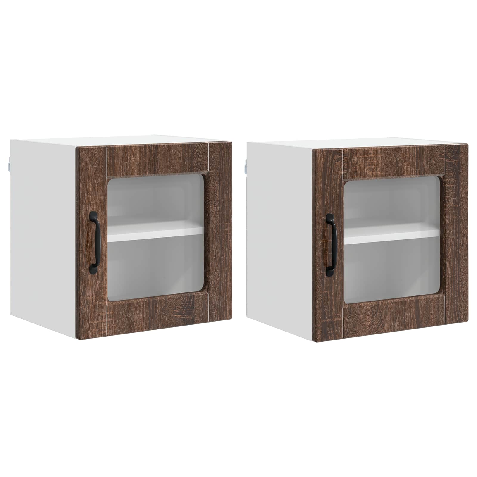 vidaXL Szafka szklana na ścianę PORTO 2 pcs Brązowy dąb