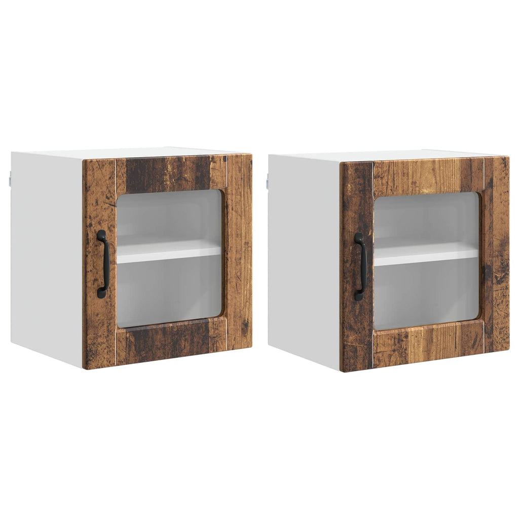 vidaXL Szafka szklana na ścianę PORTO 2 pcs Stare drewno
