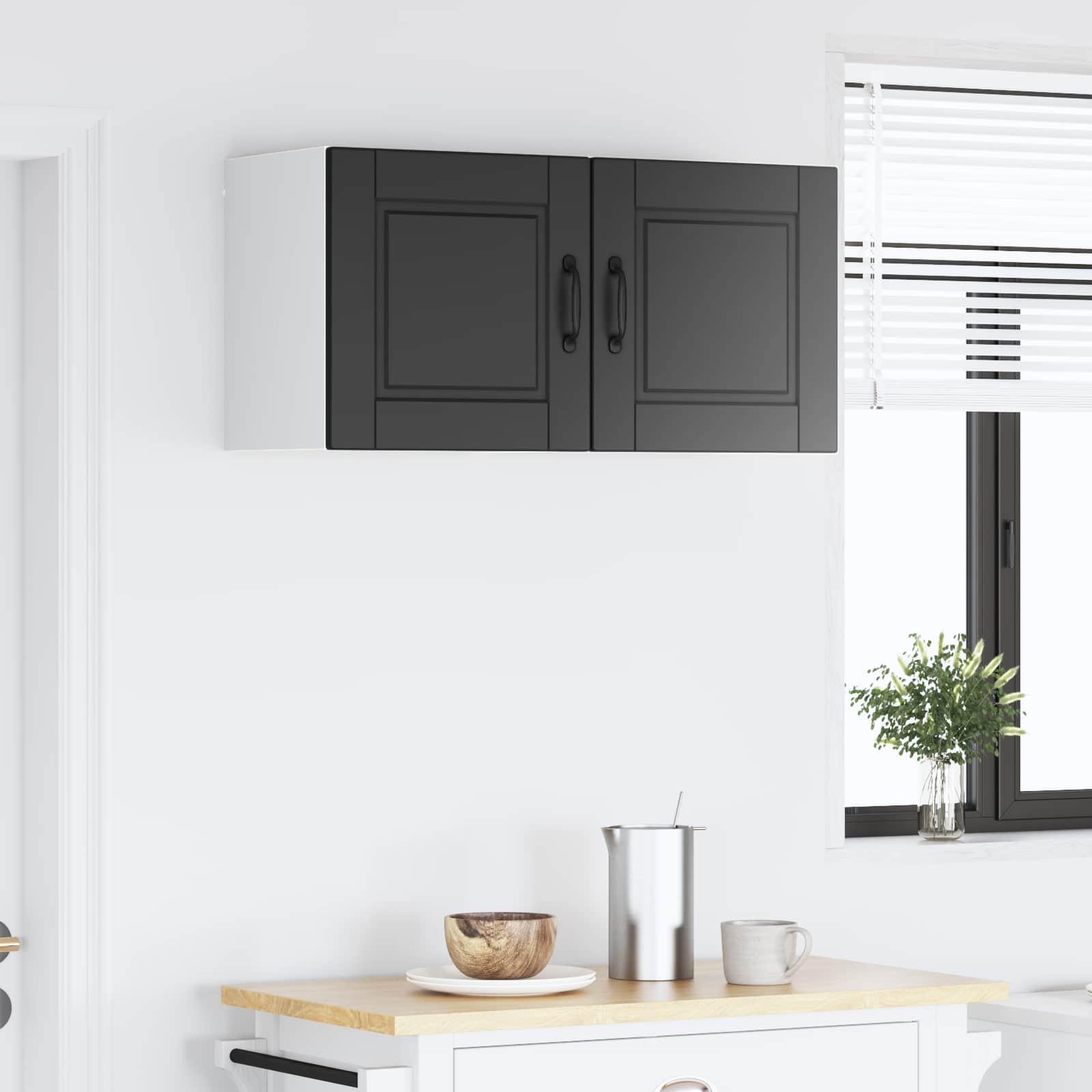vidaXL Szafka ścienna PORTO 2 pcs Czarny 40 x 31 x 40 cm