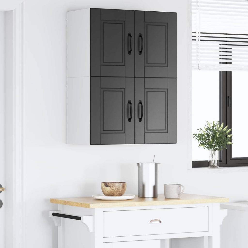vidaXL Szafka ścienna PORTO 2 pcs Czarny 60 x 31 x 40 cm