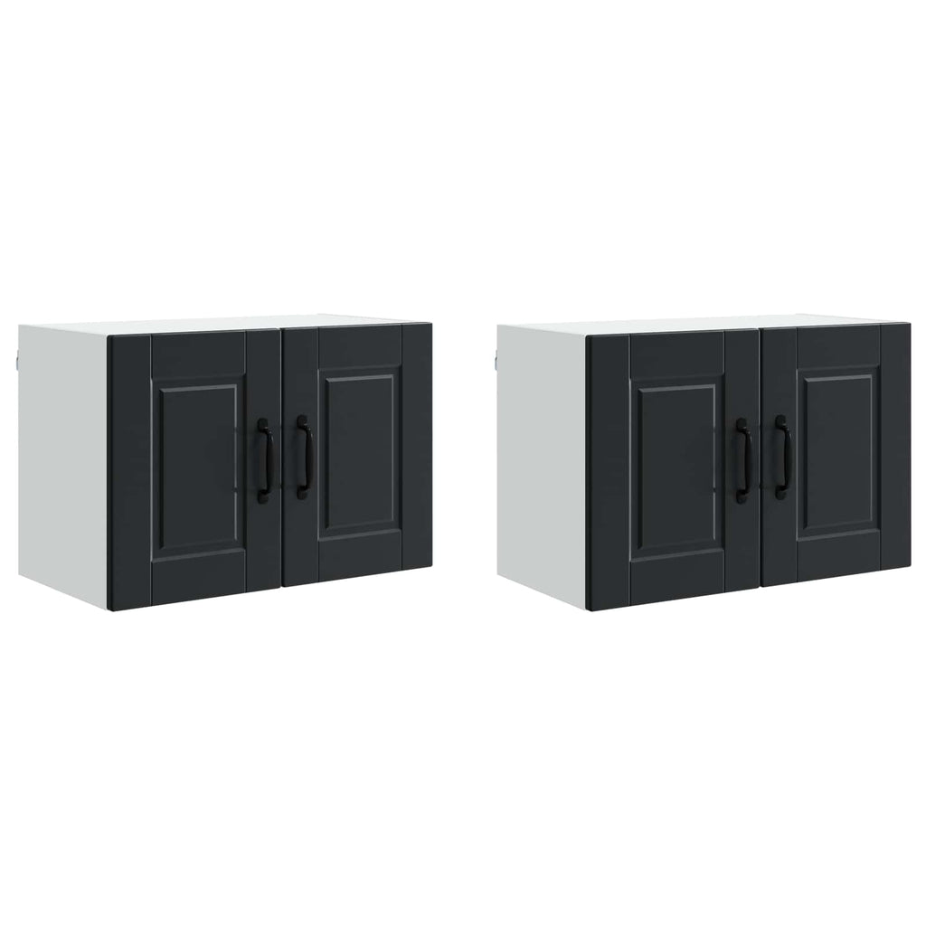 vidaXL Szafka ścienna PORTO 2 pcs Czarny 60 x 31 x 40 cm