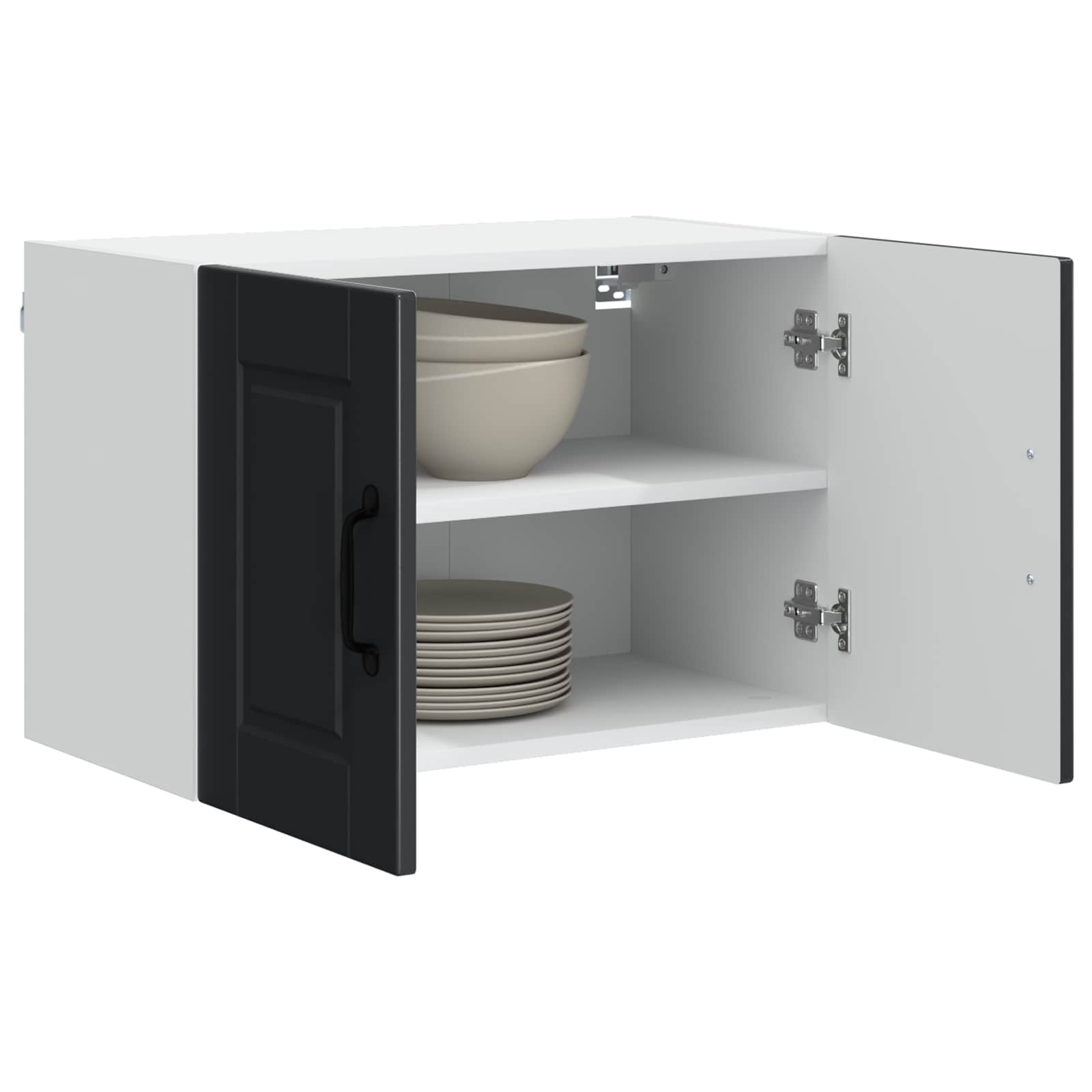 vidaXL Szafka ścienna PORTO 2 pcs Czarny 60 x 31 x 40 cm