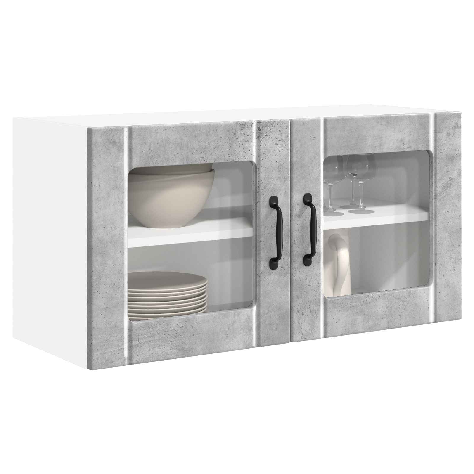 vidaXL Szafka szklana na ścianę PORTO Betonowy szary 80 x 31 x 40 cm