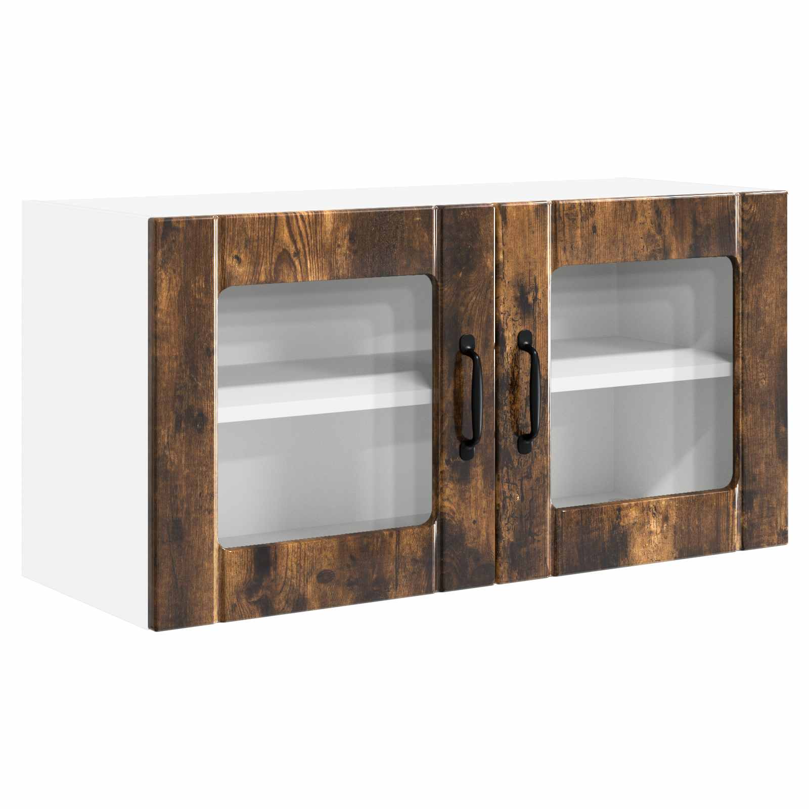 vidaXL Szafka szklana na ścianę PORTO Dąb wędzony 80 x 31 x 40 cm