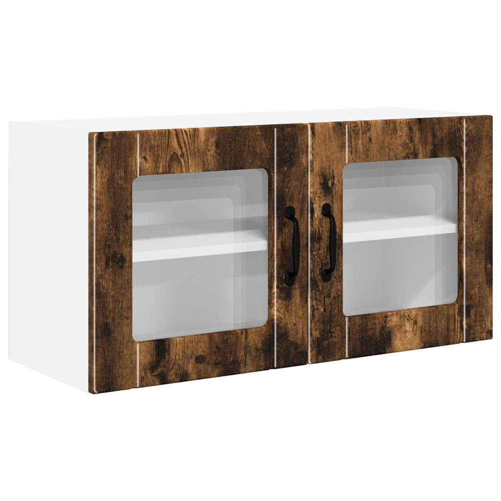 vidaXL Szafka szklana na ścianę PORTO Dąb wędzony 80 x 31 x 40 cm
