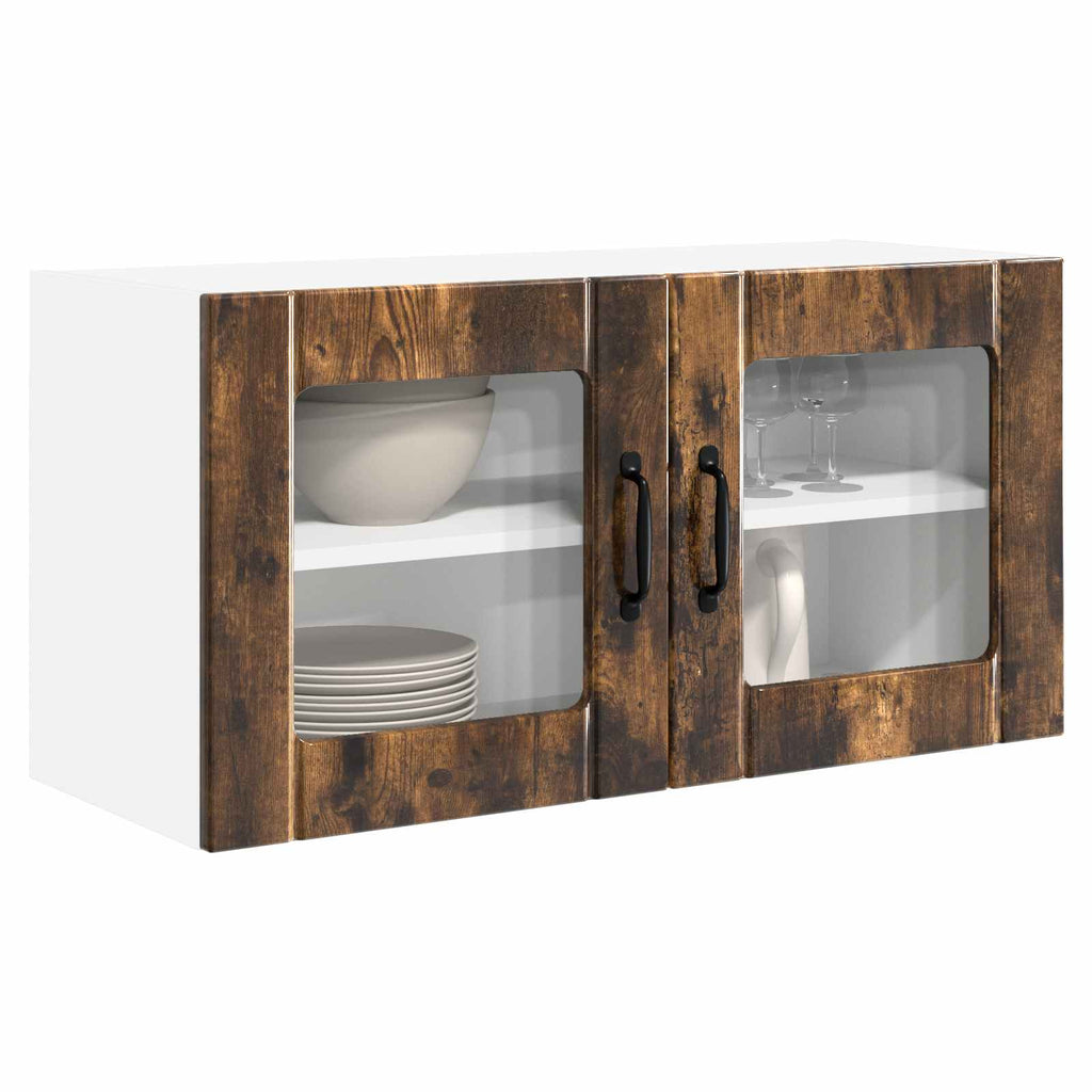 vidaXL Szafka szklana na ścianę PORTO Dąb wędzony 80 x 31 x 40 cm