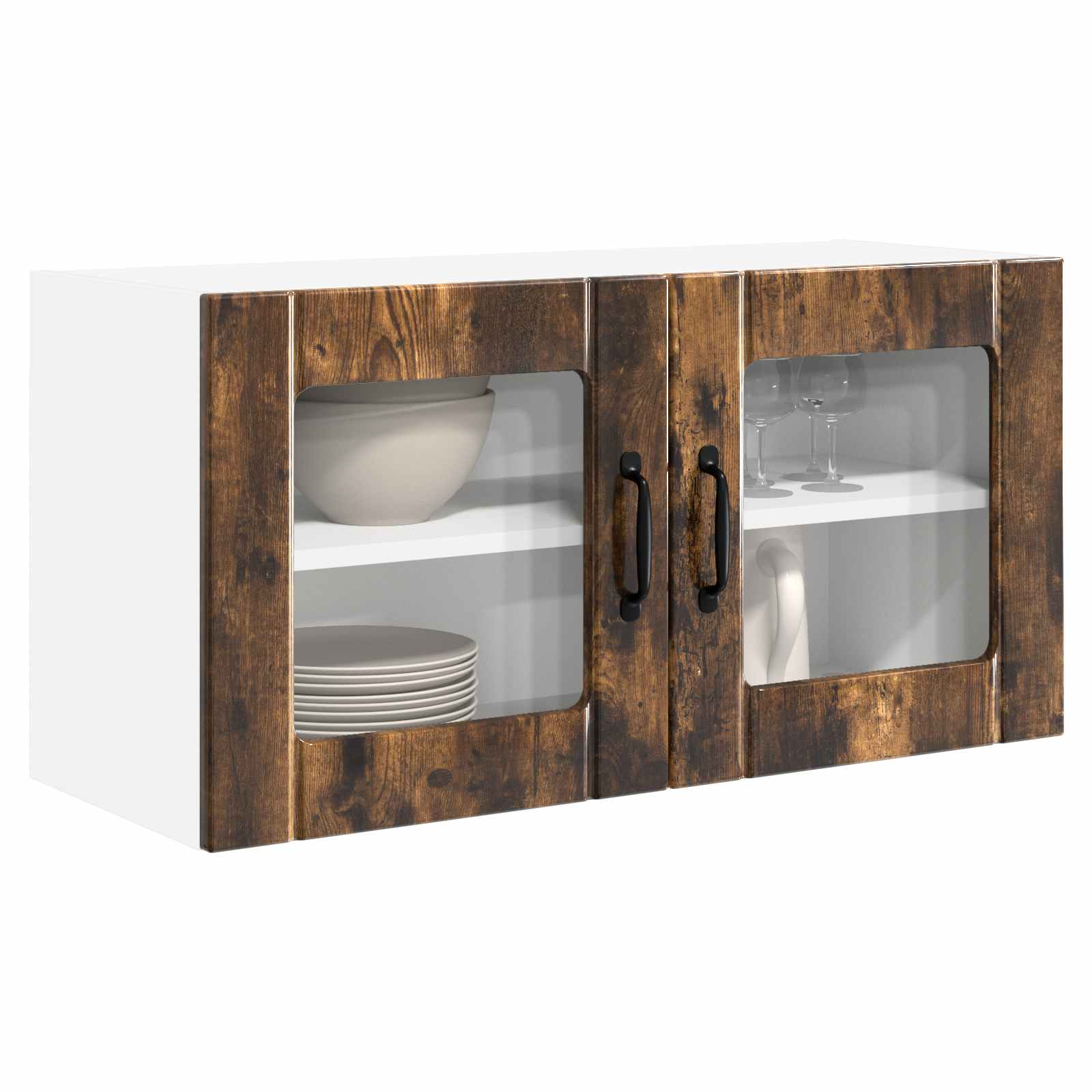 vidaXL Szafka szklana na ścianę PORTO Dąb wędzony 80 x 31 x 40 cm