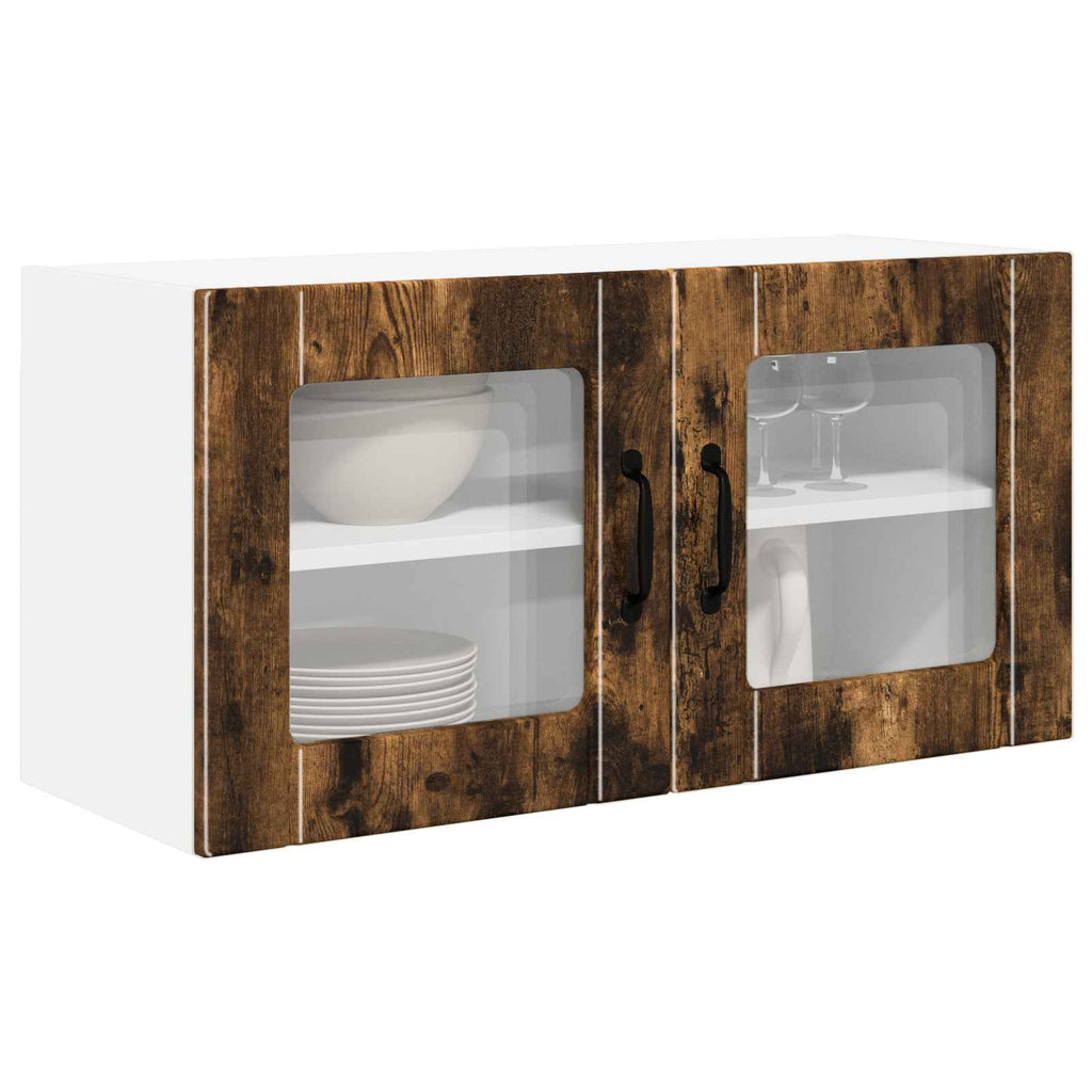 vidaXL Szafka szklana na ścianę PORTO Dąb wędzony 80 x 31 x 40 cm