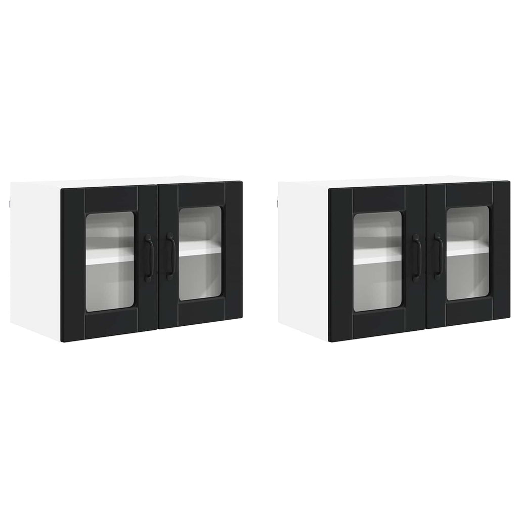 vidaXL Szafka szklana na ścianę PORTO 2 pcs Czarny 60 x 31 x 40 cm