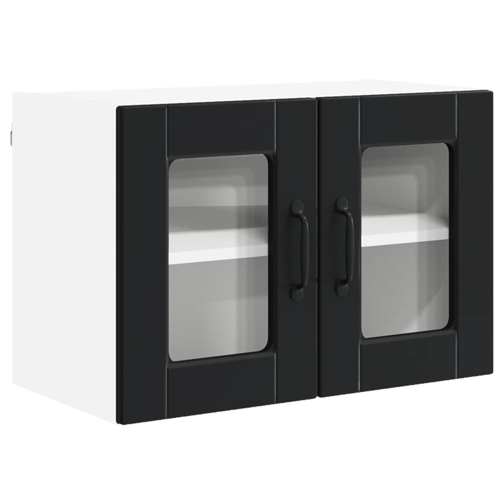 vidaXL Szafka szklana na ścianę PORTO 2 pcs Czarny 60 x 31 x 40 cm