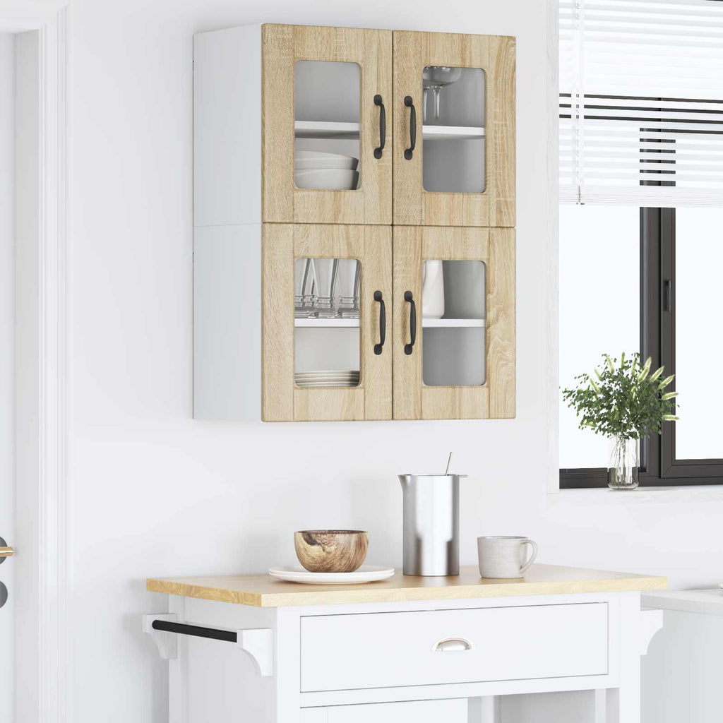 vidaXL Szafka szklana na ścianę PORTO 2 pcs Dąb Sonoma 60 x 31 x 40 cm