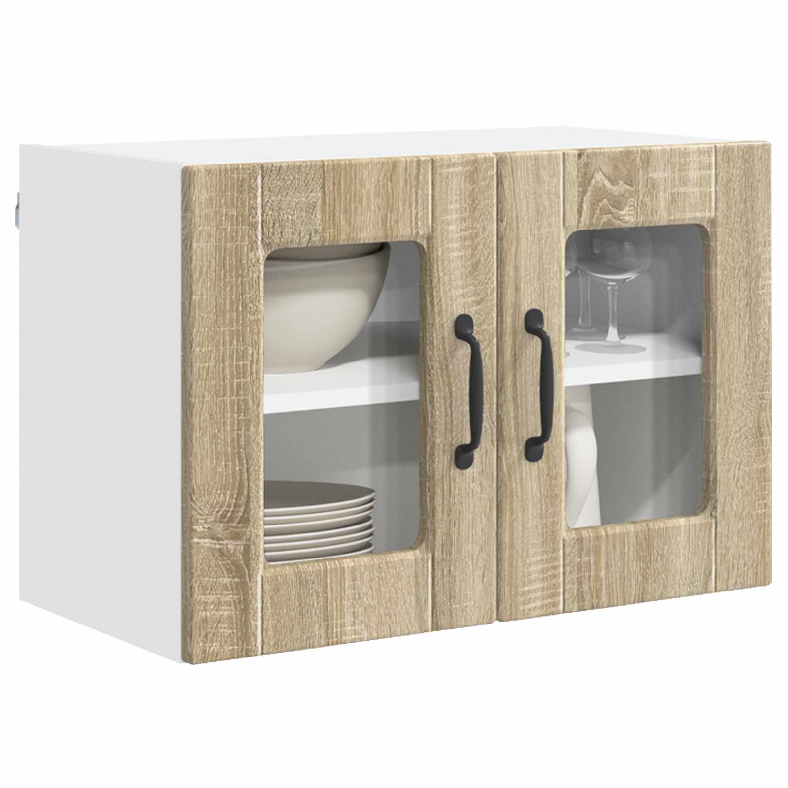 vidaXL Szafka szklana na ścianę PORTO 2 pcs Dąb Sonoma 60 x 31 x 40 cm