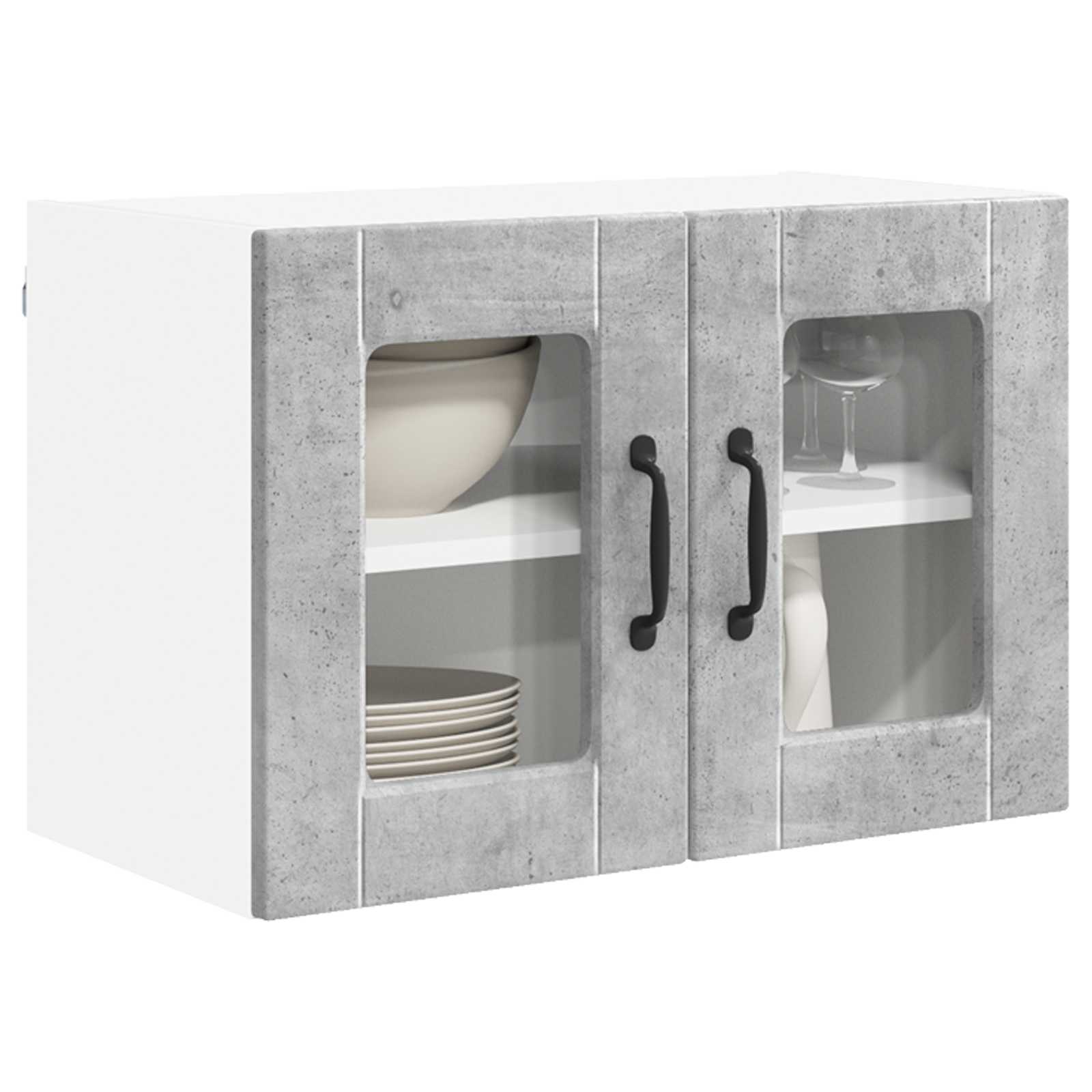 vidaXL Szafka szklana na ścianę PORTO Betonowy szary 60 x 31 x 40 cm
