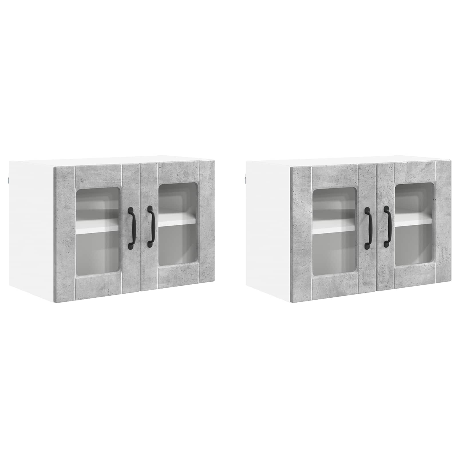 vidaXL Szafka szklana na ścianę PORTO 2 pcs Betonowy szary