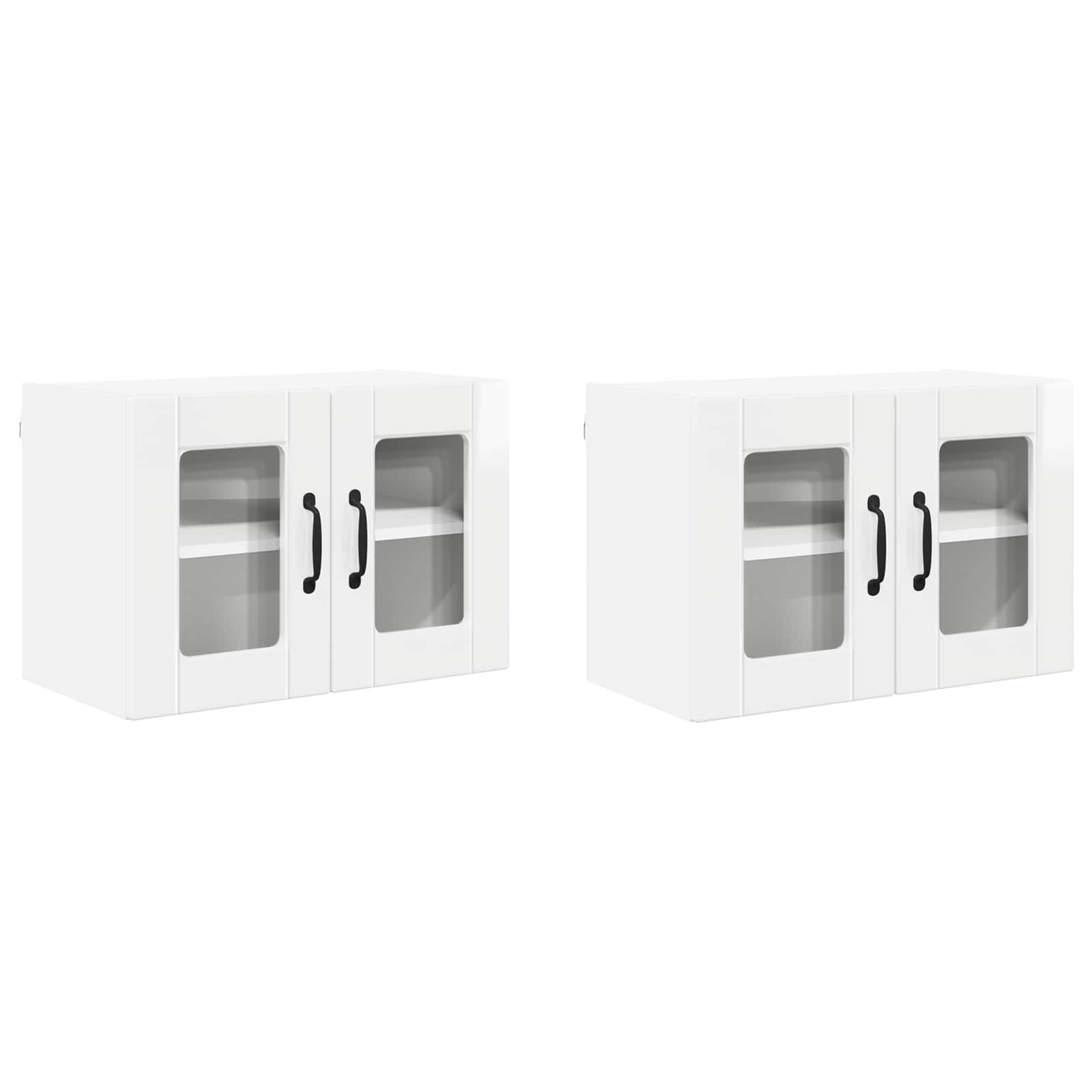 vidaXL Szafka szklana na ścianę PORTO 2 pcs Wysoki połysk biały