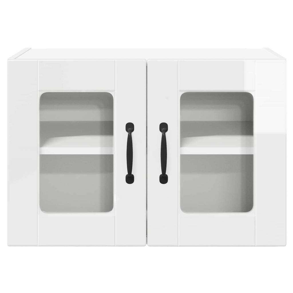 vidaXL Szafka szklana na ścianę PORTO 2 pcs Wysoki połysk biały