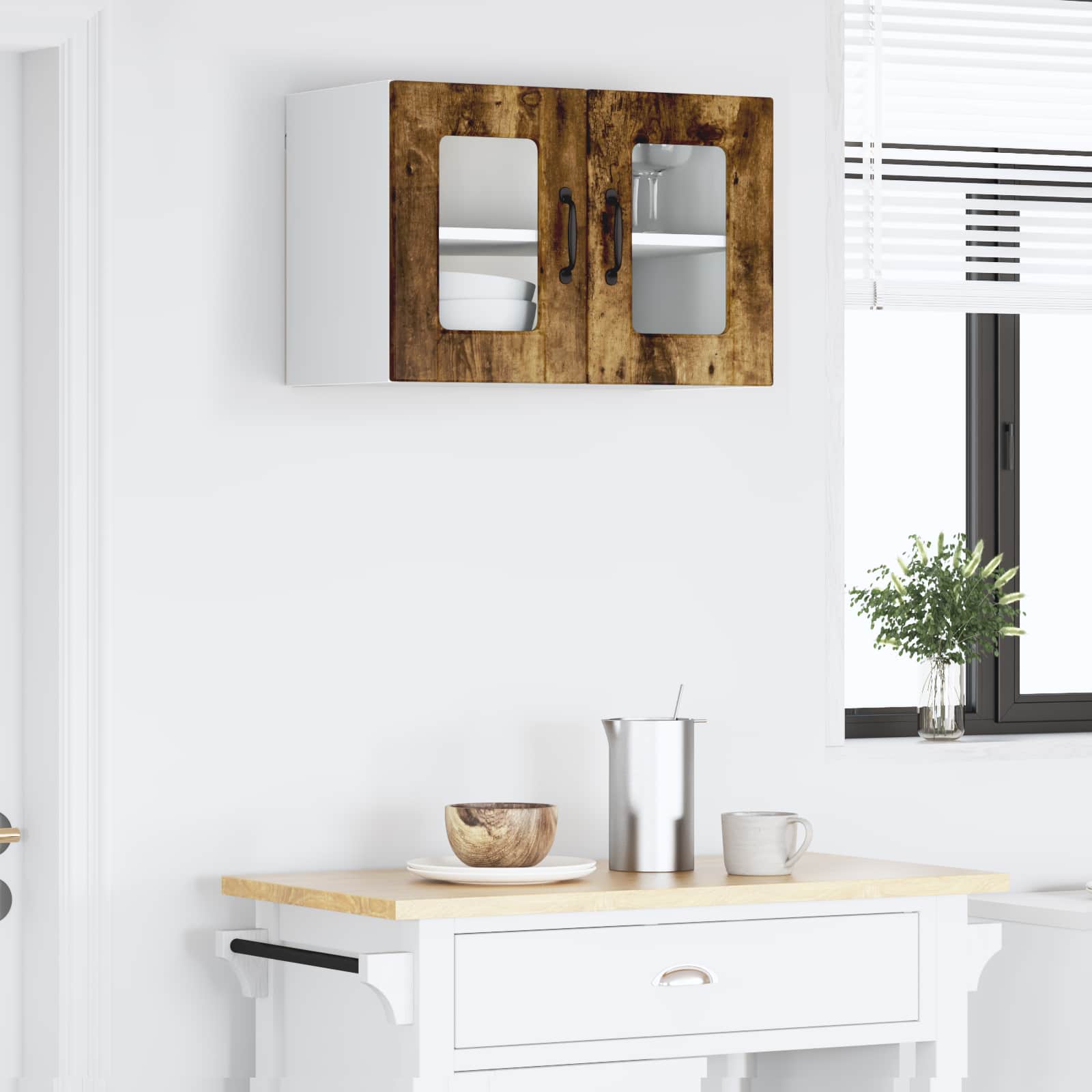 vidaXL Szafka szklana na ścianę PORTO Dąb wędzony 60 x 31 x 40 cm