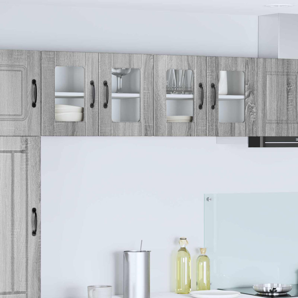 vidaXL Szafka szklana na ścianę PORTO 2 pcs Szary Sonoma