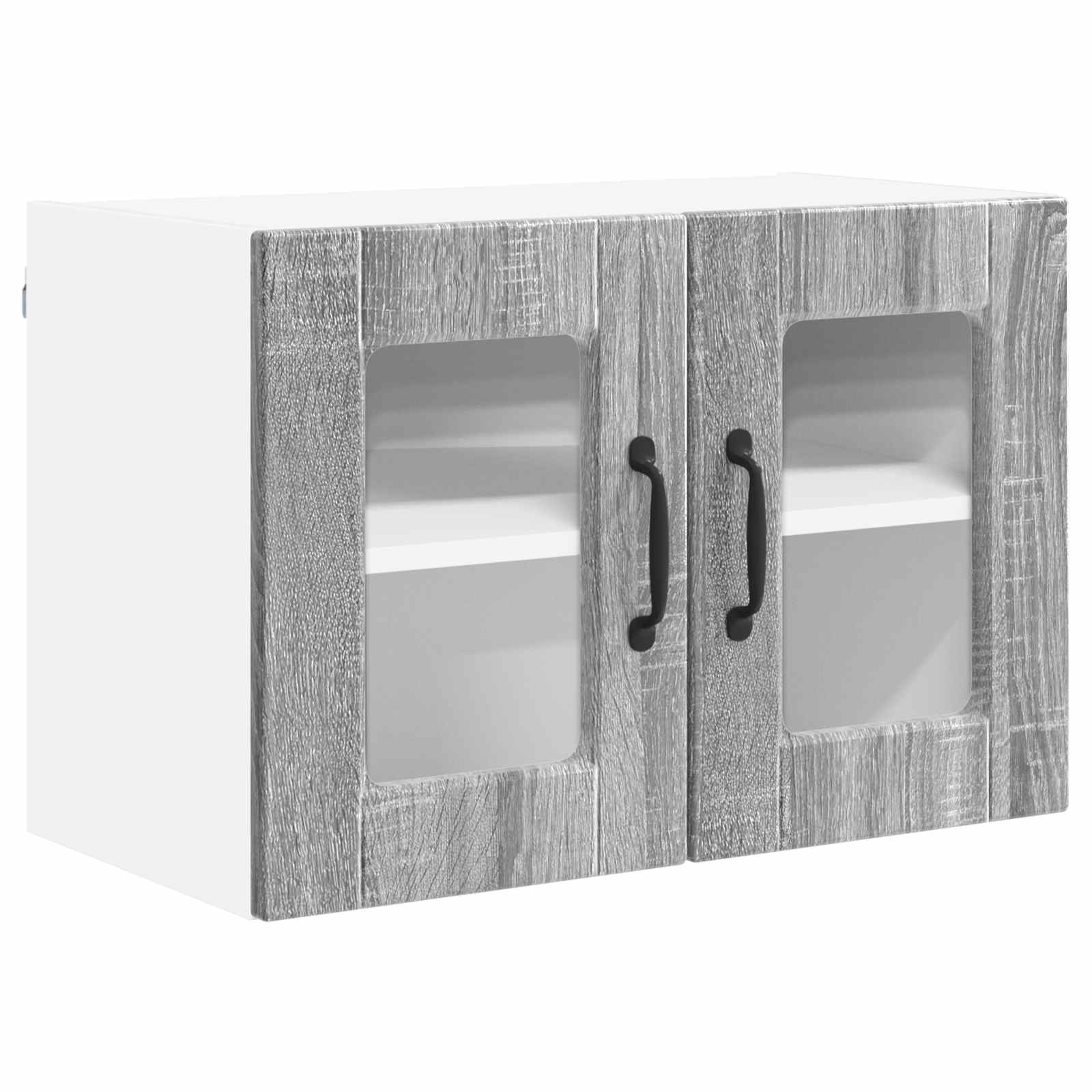 vidaXL Szafka szklana na ścianę PORTO 2 pcs Szary Sonoma
