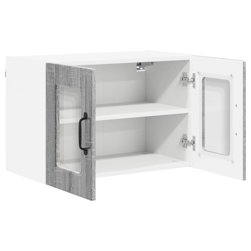 vidaXL Szafka szklana na ścianę PORTO 2 pcs Szary Sonoma