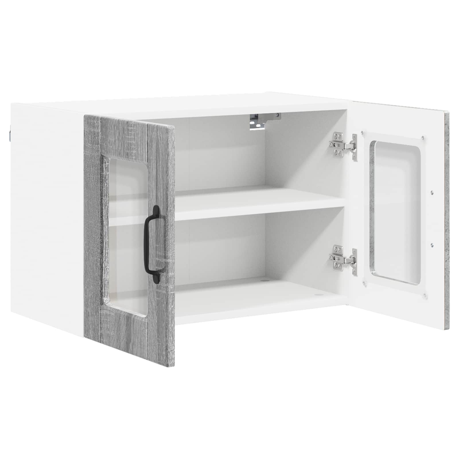 vidaXL Szafka szklana na ścianę PORTO 2 pcs Szary Sonoma