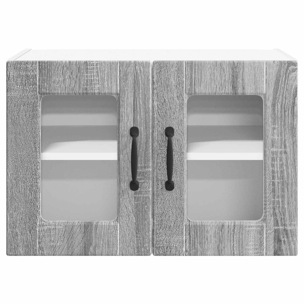 vidaXL Szafka szklana na ścianę PORTO 2 pcs Szary Sonoma