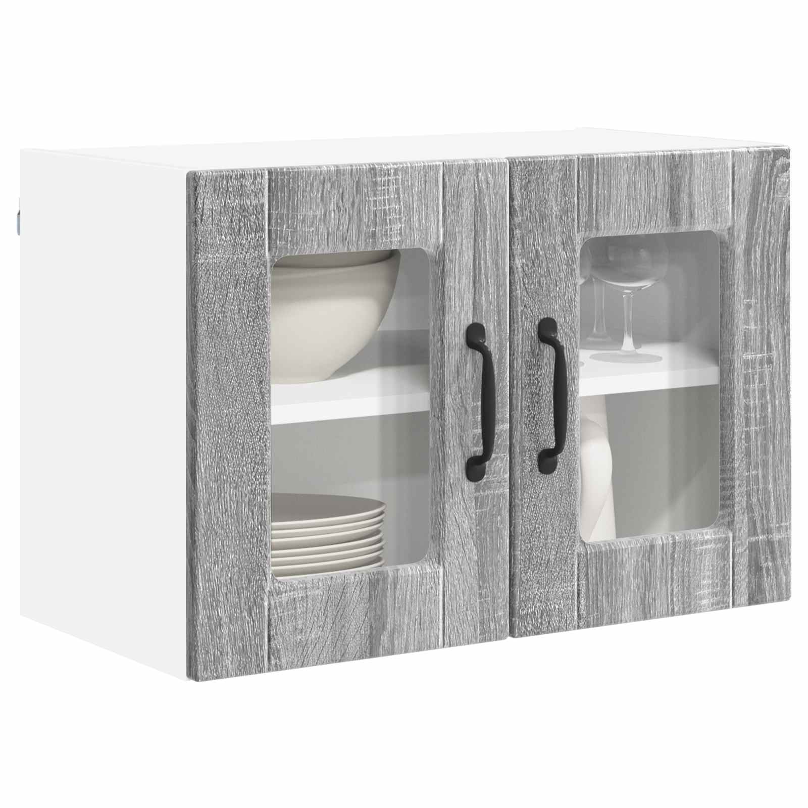 vidaXL Szafka szklana na ścianę PORTO 2 pcs Szary Sonoma