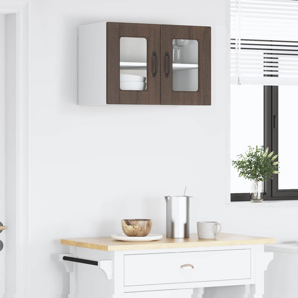 vidaXL Szafka szklana na ścianę PORTO Brązowy dąb 60 x 31 x 40 cm