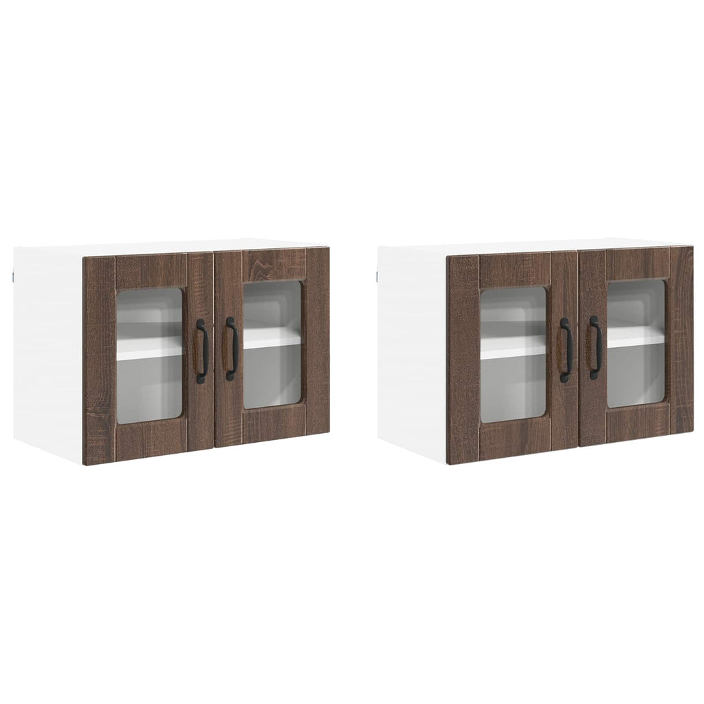 vidaXL Szafka szklana na ścianę PORTO 2 pcs Brązowy dąb